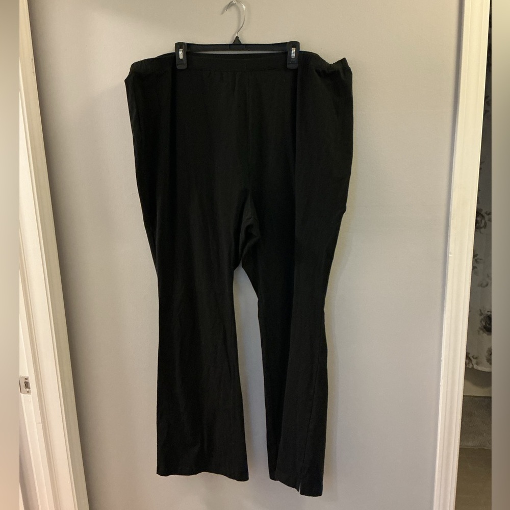 Woman Within Plus Size 3X Tall Black Stretch Cotton Bootcut Leggings Pull-On - Picture 3 of 10